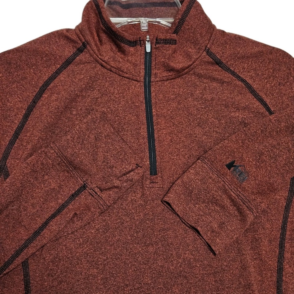 REI Co-op Pullover Mens M Rust Orange Quarter Zip Performance Hiking Top Outdoor